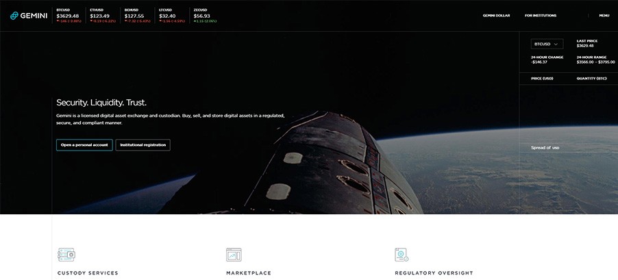 A screenshot of Gemini's homepage